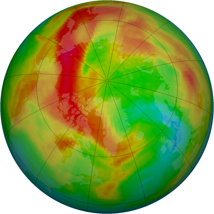 Arctic ozone map for 22 March 1994